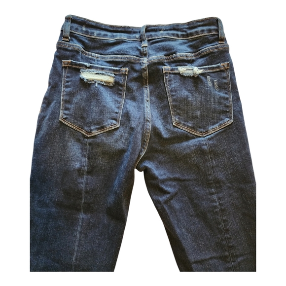 Vervet High Rise Skinny Jeans 27 Dark Wash Distressed Raw Hem Stretch Fit - Picture 4 of 7